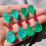 Silver Dangle Earrings Paraiba Tourmaline Stone Wedding Jewelry