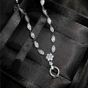 Silver Link Chain Choker Necklace Flower Lady Necklace