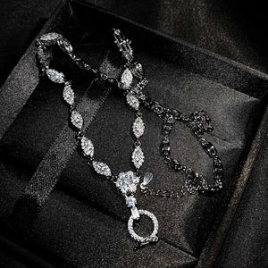 Silver Link Chain Choker Necklace Flower Lady Necklace