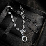 Silver Link Chain Choker Necklace Flower Lady Necklace