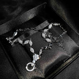 Silver Link Chain Choker Necklace Flower Lady Necklace