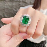 Silver Ring Women Lab Emerald Tourmaline Stone Wedding Anniversary Gift