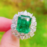 Silver Ring Women Lab Emerald Tourmaline Stone Wedding Anniversary Gift