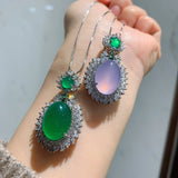 Silver Necklace Corundum Pendant Turquoise Jewelry Emerald Stone