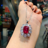 Silver Necklace Paraiba Lab Emerald Pink Zircon Clavicle Pendant Necklace