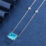 Silver Necklace Paraiba Lab Emerald Tourmaline Pendant 12*16