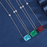 Silver Necklace Paraiba Lab Emerald Tourmaline Pendant 12*16
