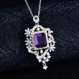 Square Diamond Pendant Necklace for Women