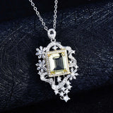 Square Diamond Pendant Necklace for Women