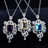 Square Diamond Pendant Necklace for Women