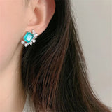 Silver Stud Earrings 8*10 for Women Girl Lady Jewelry Gift