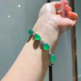 Emerald Tourmaline Gemstone Bracelet 925 Sterling Silver