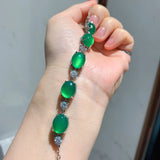 Emerald Tourmaline Gemstone Bracelet 925 Sterling Silver