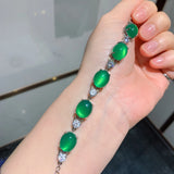 Emerald Tourmaline Gemstone Bracelet 925 Sterling Silver