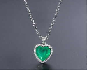 Heart Emerald Tourmaline Pendant Choker Necklace