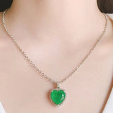 Heart Emerald Tourmaline Pendant Choker Necklace