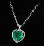 Heart Emerald Tourmaline Pendant Choker Necklace