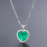 Heart Emerald Tourmaline Pendant Choker Necklace