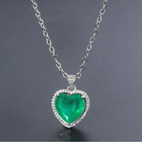 Heart Emerald Tourmaline Pendant Choker Necklace