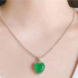 Heart Emerald Tourmaline Pendant Choker Necklace
