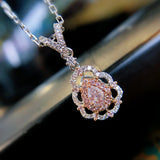 Silver Chains Charms Necklace Pink Zircon Stone Pendants For Women Jewelry