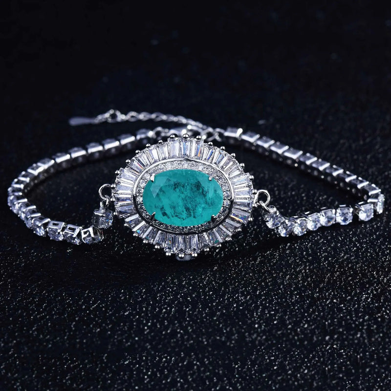 Paraiba Tourmaline Gemstone Women's Bracelet 925 Sterling Silver