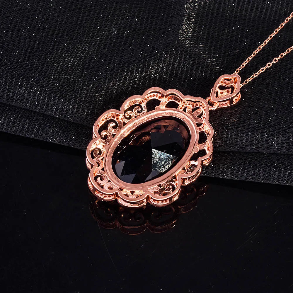 Vintage Rose CZ Pendant Necklace Stone Short Necklace with Chain