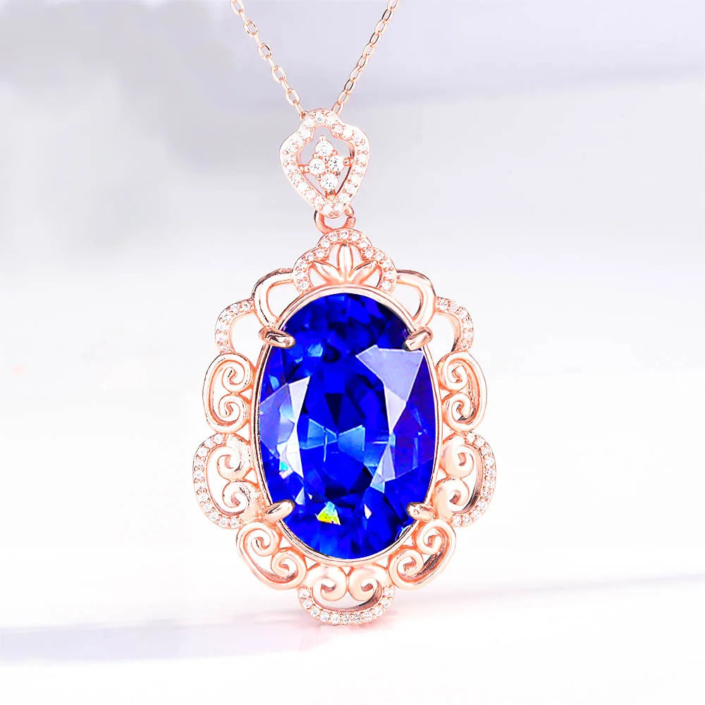 Vintage Rose CZ Pendant Necklace Stone Short Necklace with Chain