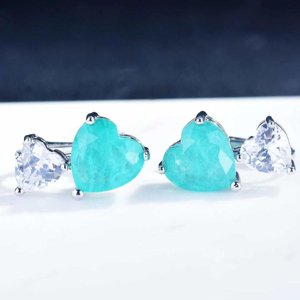 Vintage Silver Paraiba Ear Studs Earrings
