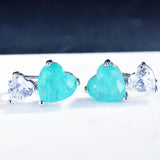 Vintage Silver Paraiba Ear Studs Earrings