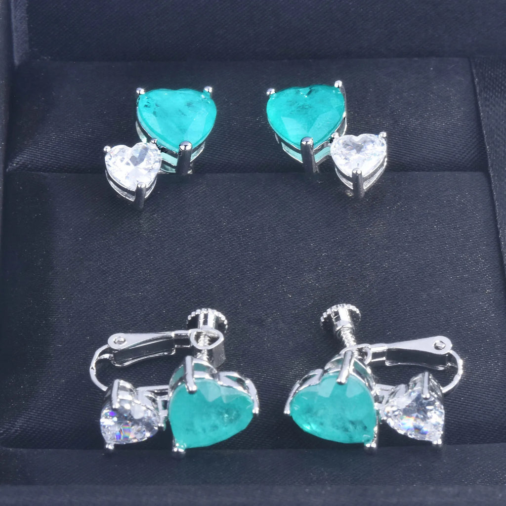 Vintage Silver Paraiba Ear Studs Earrings
