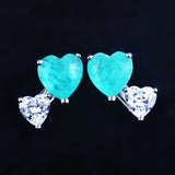 Vintage Silver Paraiba Ear Studs Earrings