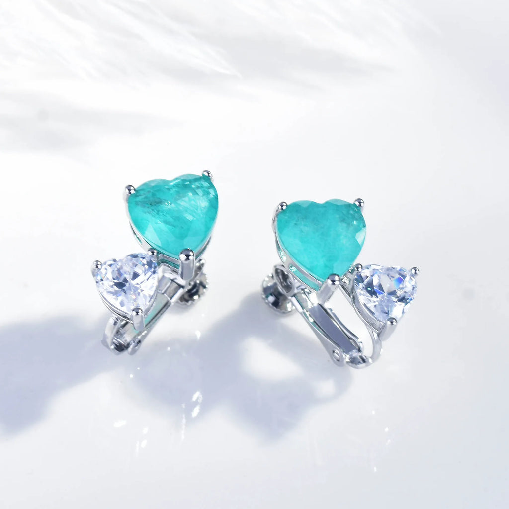 Vintage Silver Paraiba Ear Studs Earrings