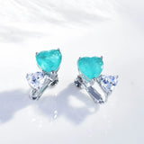 Vintage Silver Paraiba Ear Studs Earrings