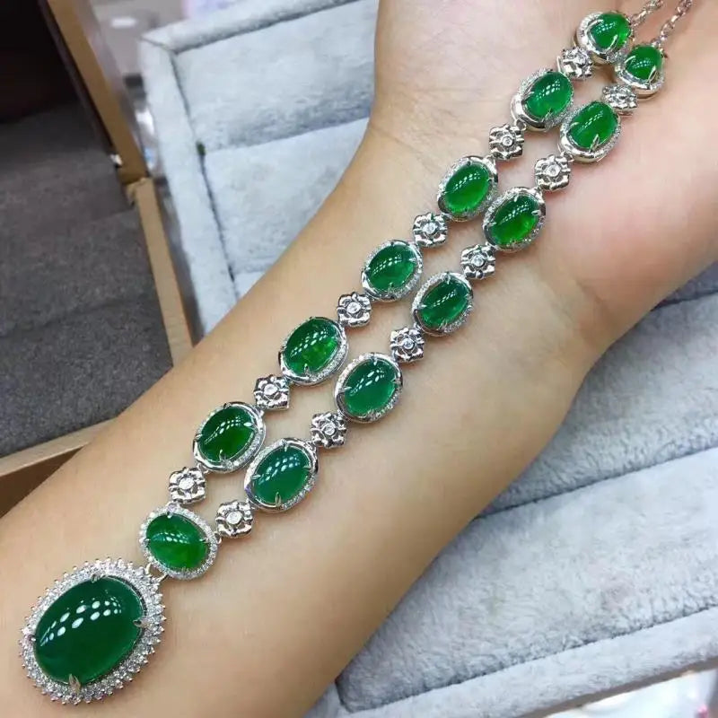 Vintage Green CZ Crystal Choker Necklace for Women