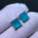 Vintage Silver Paraiba Tourmaline Birthstone Ear Studs