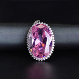 Vintage Crystal Pendant Necklace Silver Neck Chain