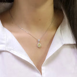 Vintage Silver Yellow Pear Shape Zircon Necklace