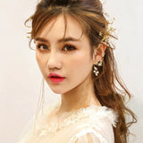Bridal Tassel Earrings Rhinestones Flower Crystal Wedding Jewelry