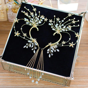 Bridal Tassel Earrings Rhinestones Flower Crystal Wedding Jewelry