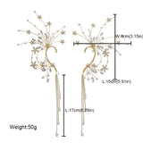 Bridal Tassel Earrings Rhinestones Flower Crystal Wedding Jewelry