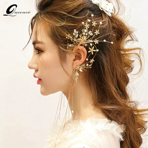Bridal Tassel Earrings Rhinestones Flower Crystal Wedding Jewelry
