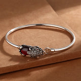 QUEENKISS BT6149 Garnet Silver Bracelet Bangle