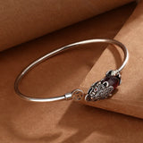 QUEENKISS BT6149 Garnet Silver Bracelet Bangle