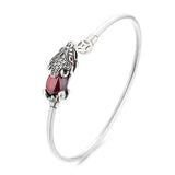 QUEENKISS BT6149 Garnet Silver Bracelet Bangle