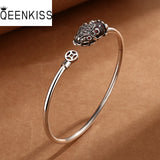 QUEENKISS BT6149 Garnet Silver Bracelet Bangle