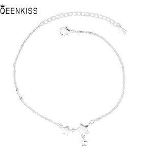 QUEENKISS BT615 925 Silver Star Pendant Bracelet