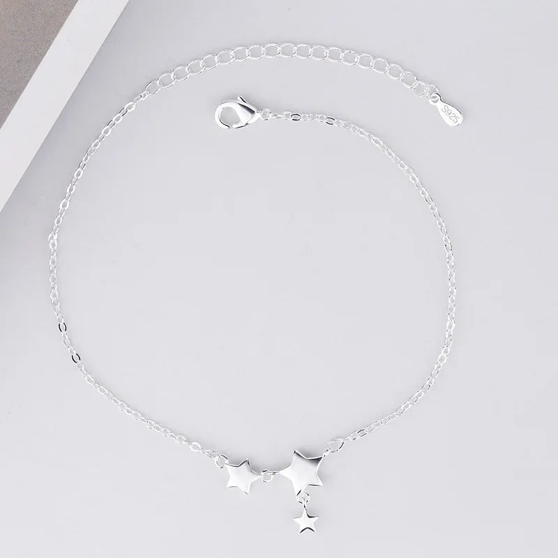 QUEENKISS BT615 925 Silver Star Pendant Bracelet