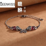 QUEENKISS Garnet TaiSilver Bracelet, Fine Jewelry Woman Girl Gift