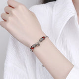 QUEENKISS Garnet TaiSilver Bracelet, Fine Jewelry Woman Girl Gift